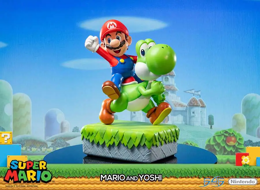 super mario and yoshi statue