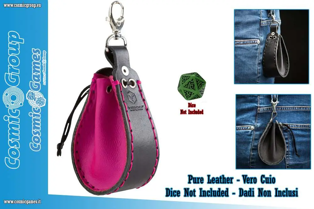 leather dice wallet magenta-black