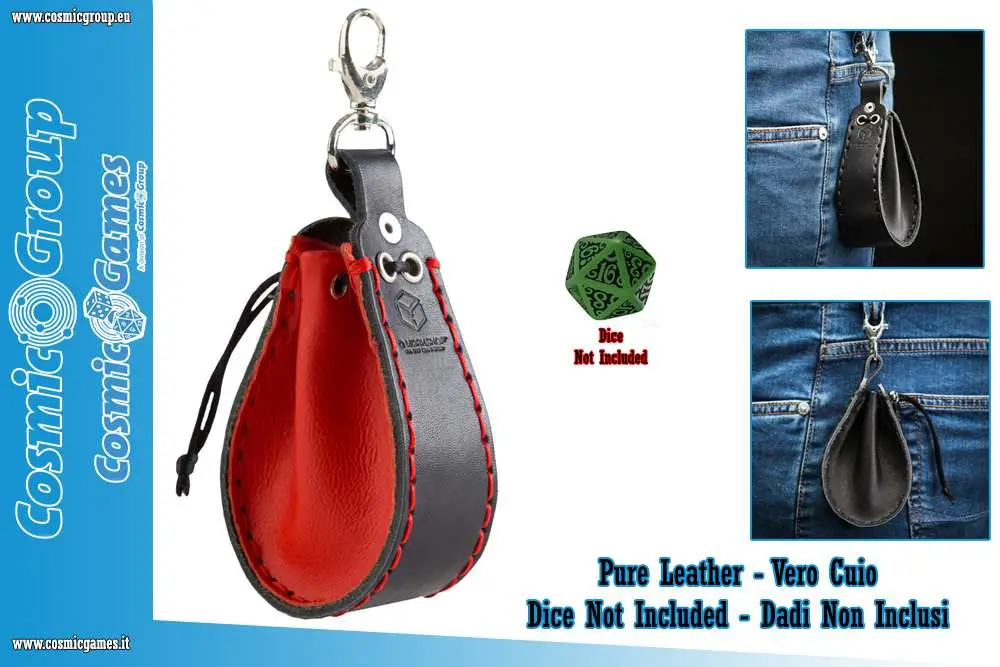 leather dice wallet red-black