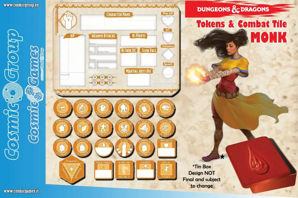 d&d tokens & combat tile set monk