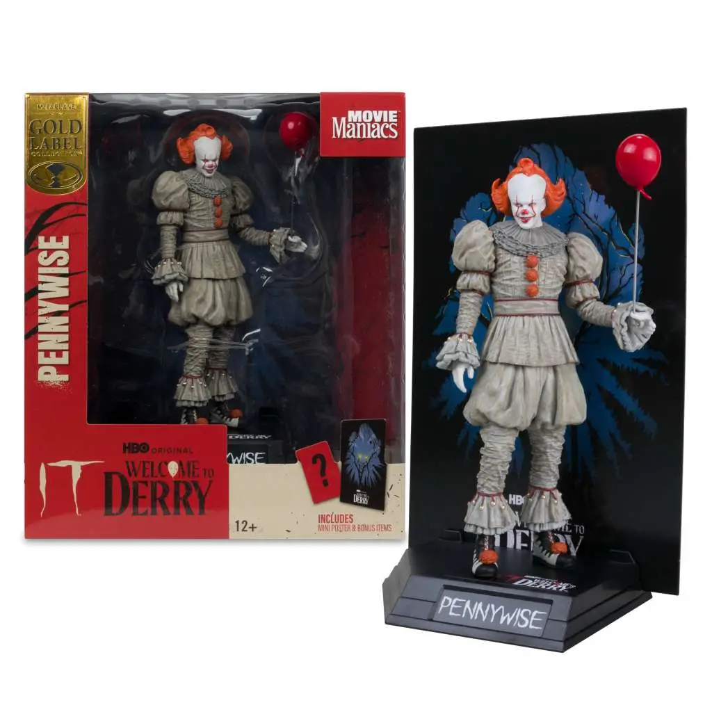 movie maniacs pennywise welcome to derry gold label posed figure