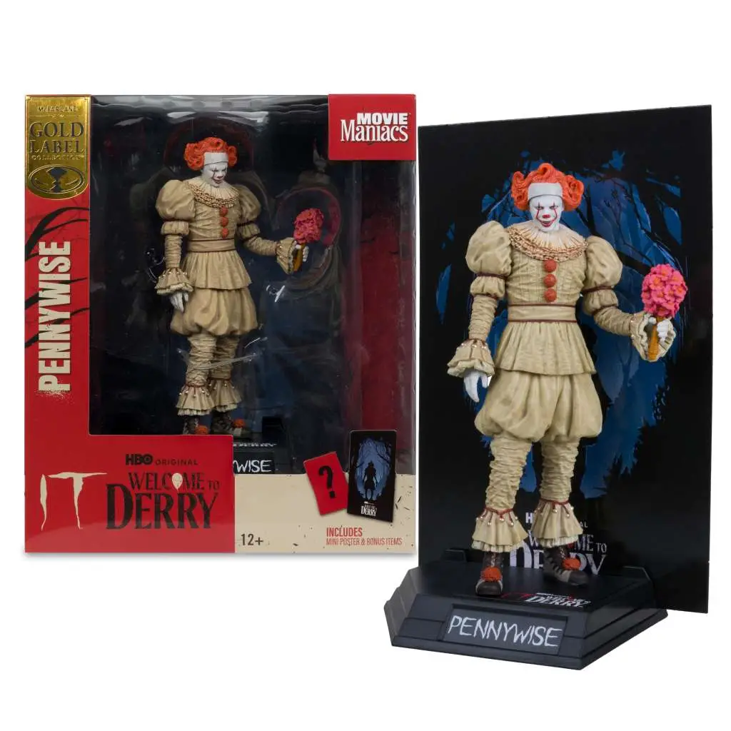 movie maniacs pennywise flashback welcome to derry gold label posed fig