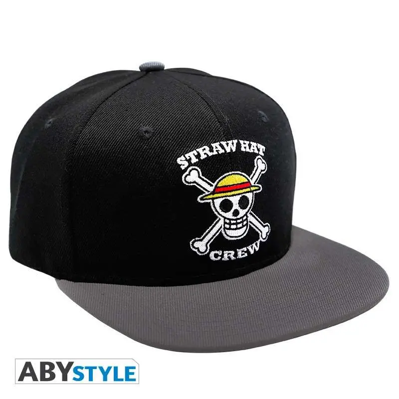 one piece black & grey skull snapback cap