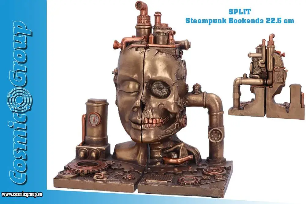 split steampunk bookends