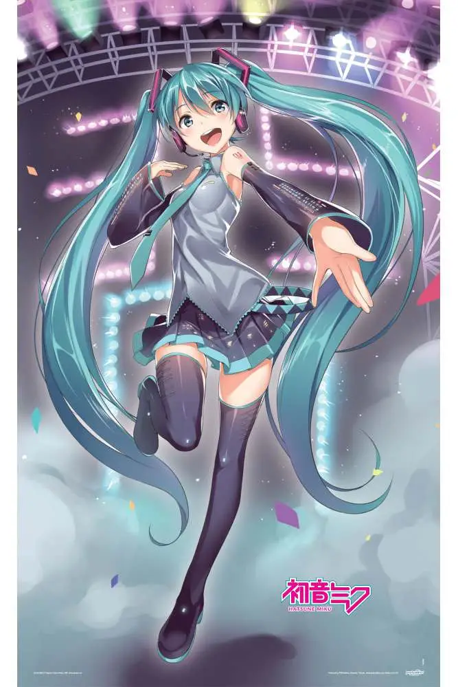hatsune miku on stage maxi fabric poster