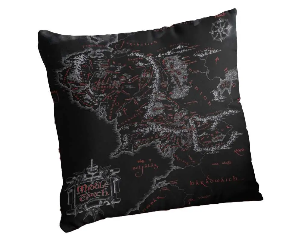 lotr map of middle earth square cushion