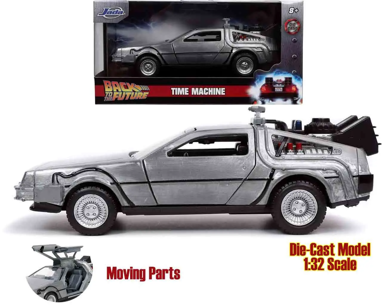 back to the future part 1 - 1982 de lorean dmc 12 - 1:32 die-cast model