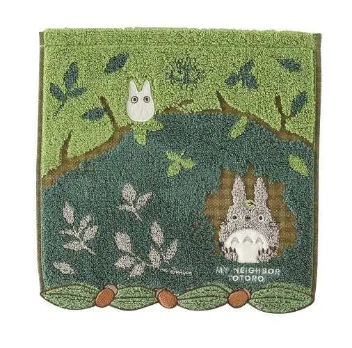 totoro hiding in acorn tree mini towel