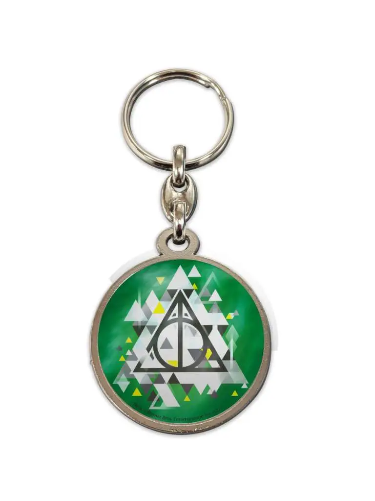 hp deathly hallows round metal keychain