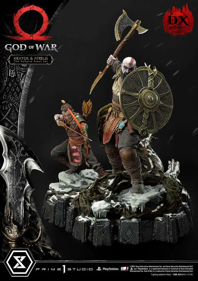 god of war kratos & atreus valkyrie dlx