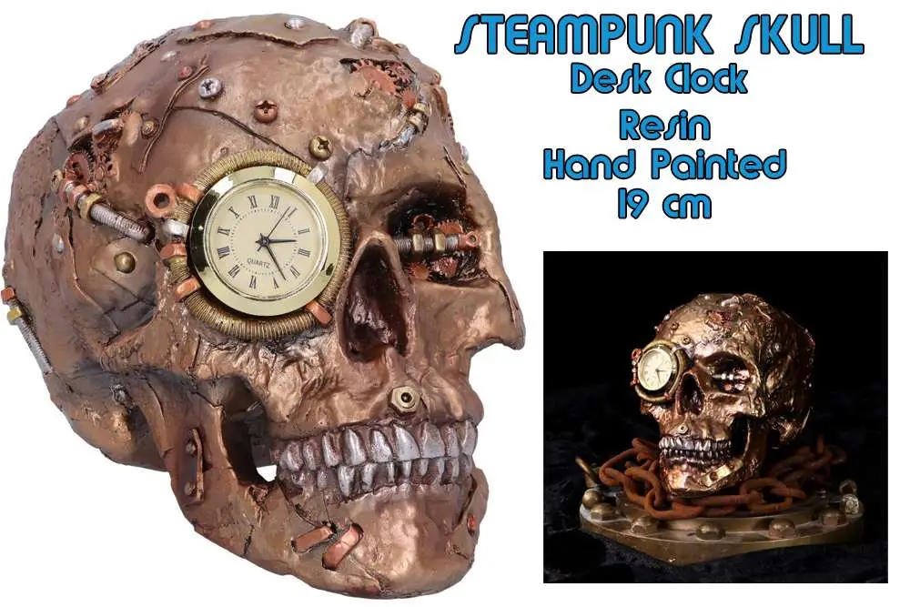 steampunk skull clock