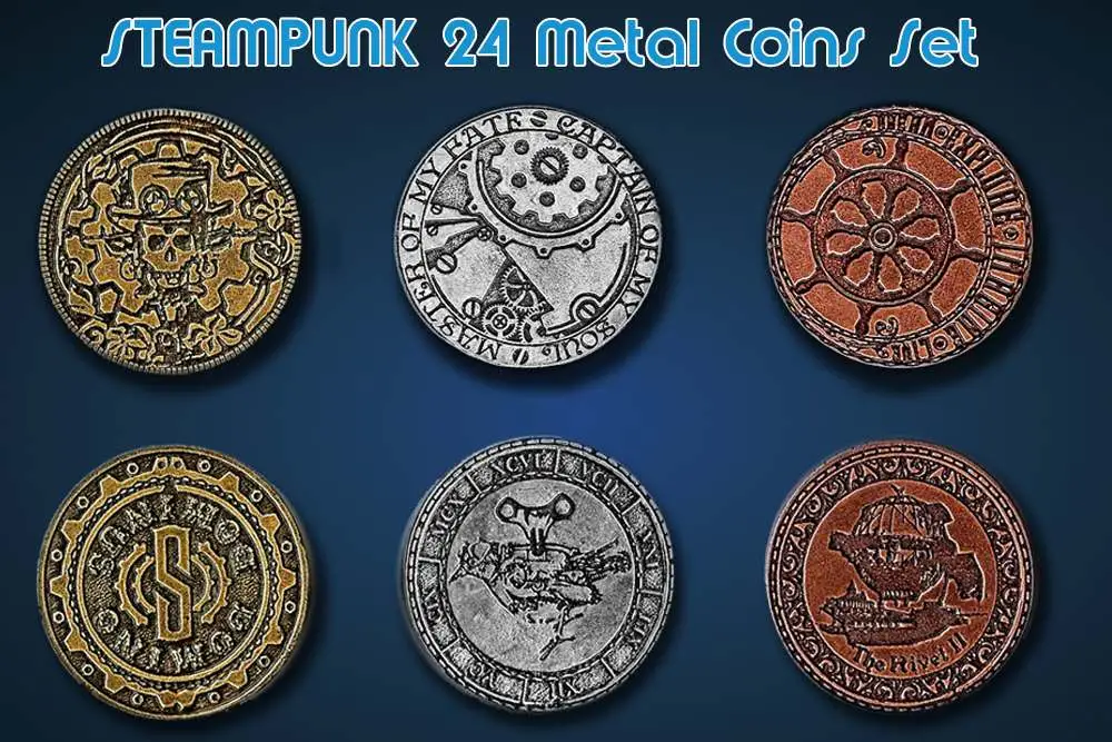 steampunk metal coins set (24)