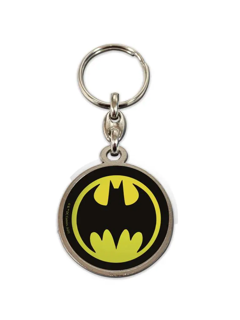 dc batman logo round metal keychain