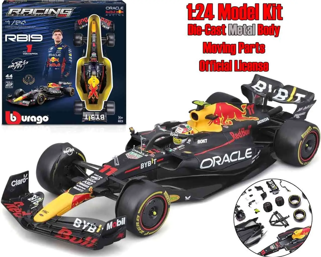 red bull f1 rb19 - max verstappen with helmet - model kit 1:24