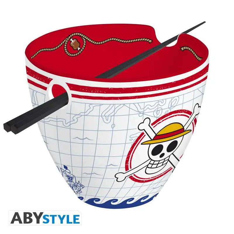one piece monkey d luffy ramen bowl with chopsticks