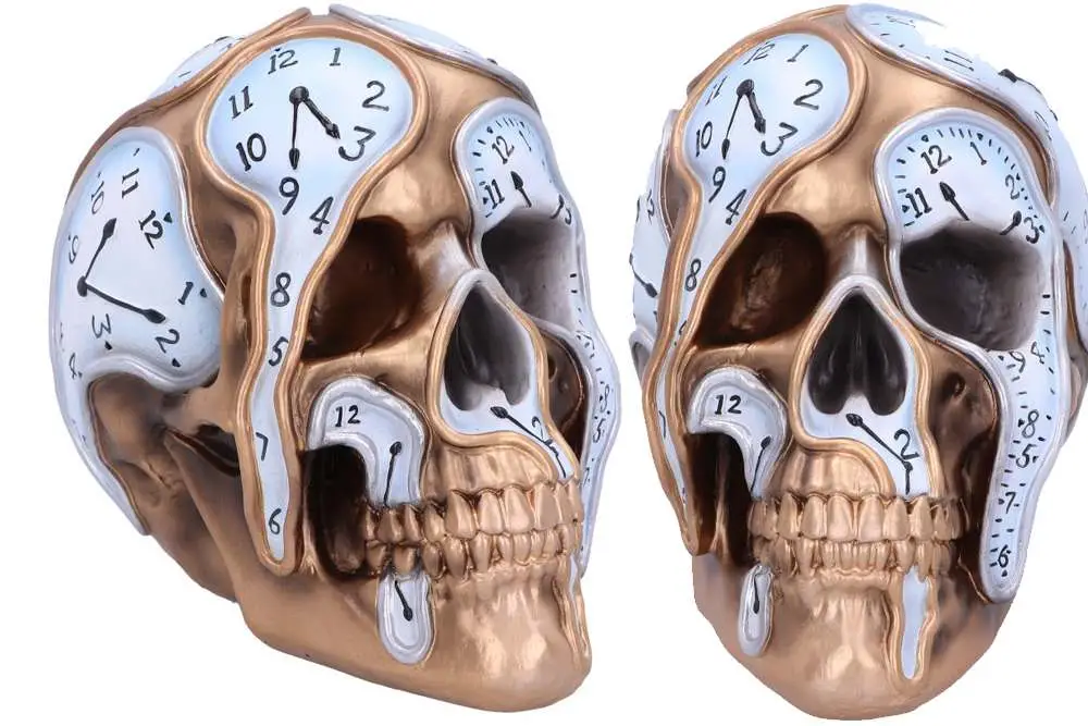 time goes by clock skull
