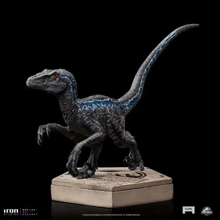 jw icons velociraptor blue statue