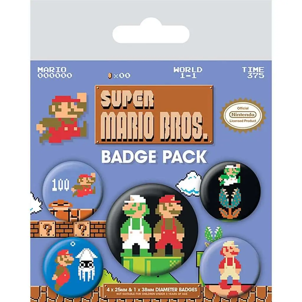 super mario bros badge pack