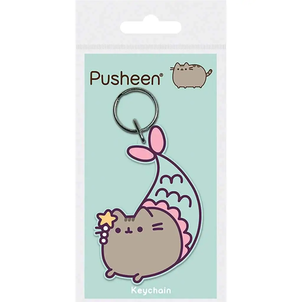 pusheen purrmaid rubber keychain