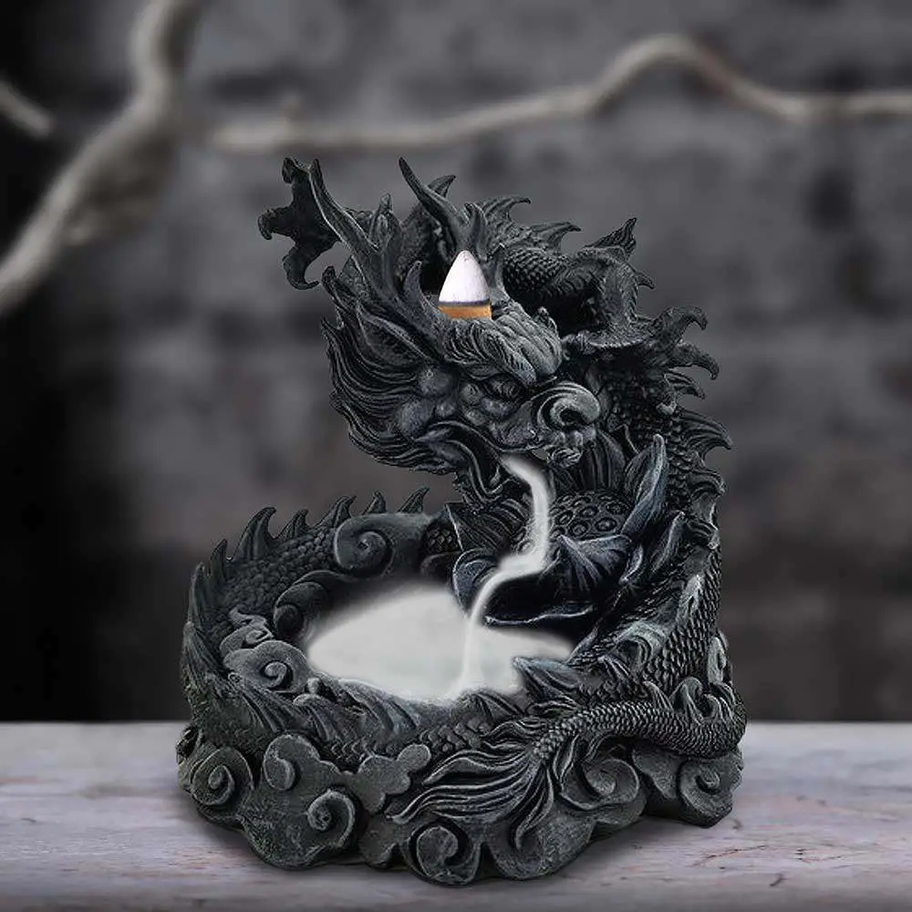 asian dragon backflow incense burner