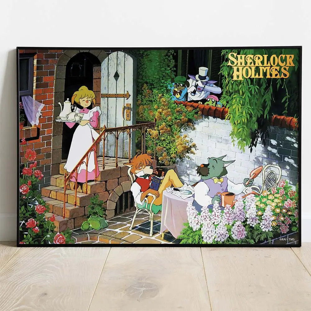 sherlock hound tea time wood panel