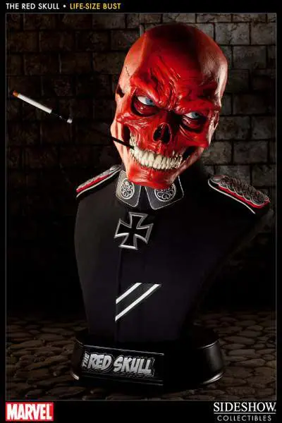 red skull life size bust