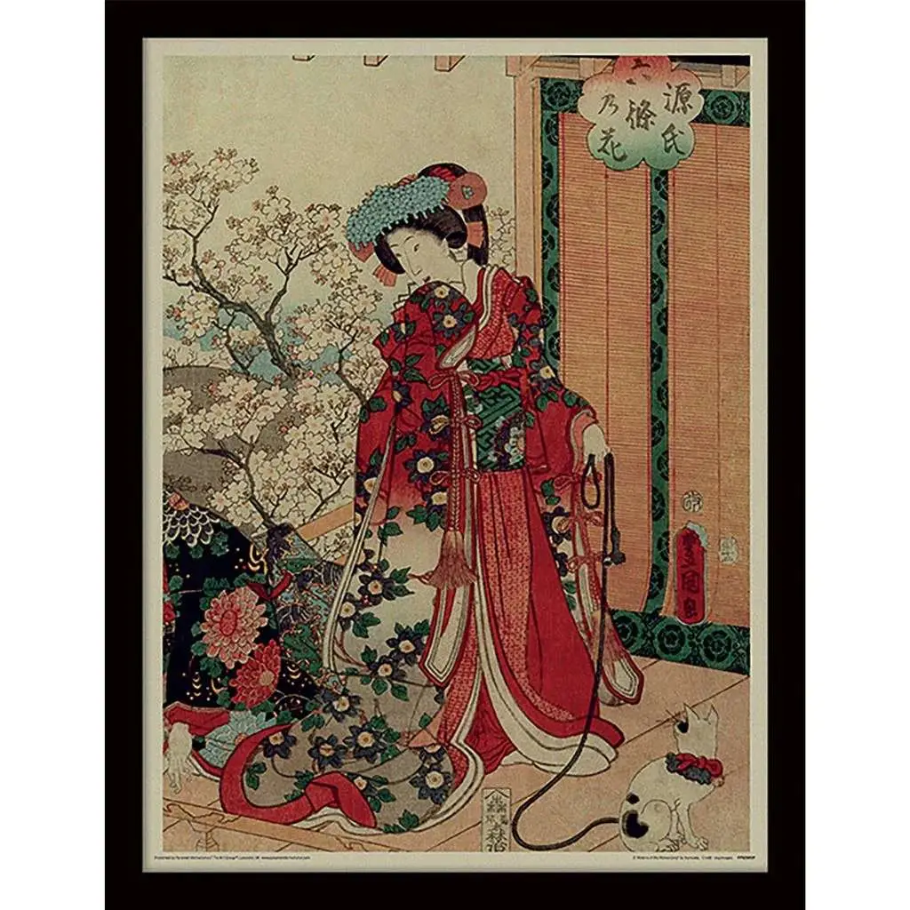 kunisada history of the prince genji princess collector print framed
