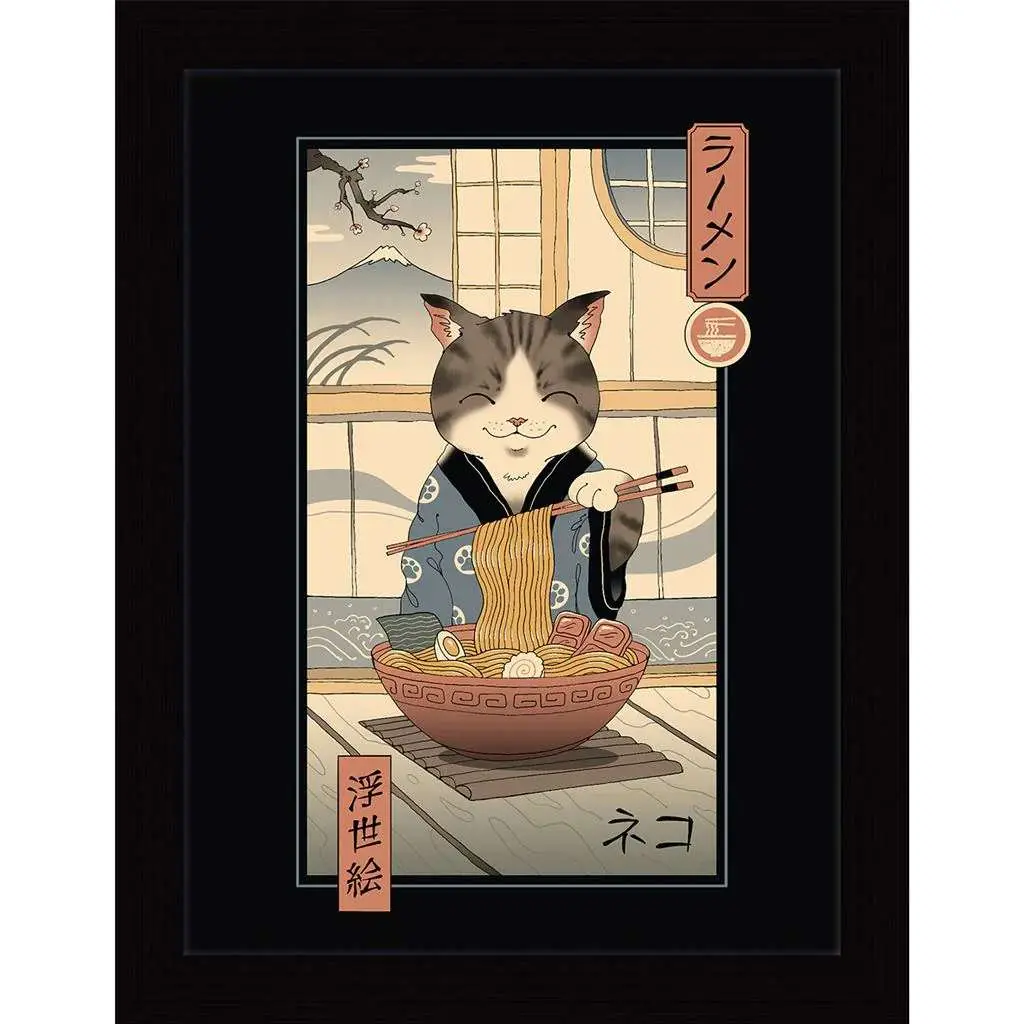 vincent trinidad neko ramen ukiyoe collector print framed