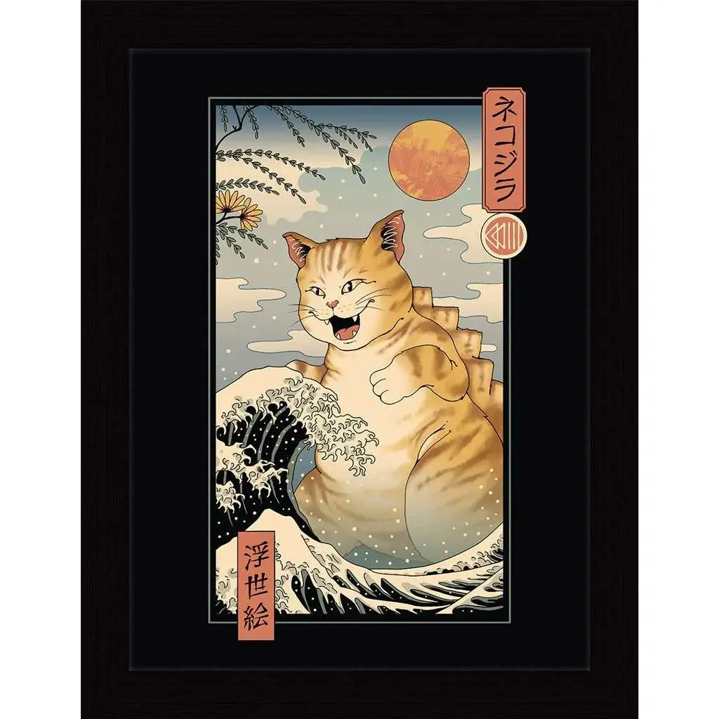 vincent trinidad catzilla ukiyoe collector print framed