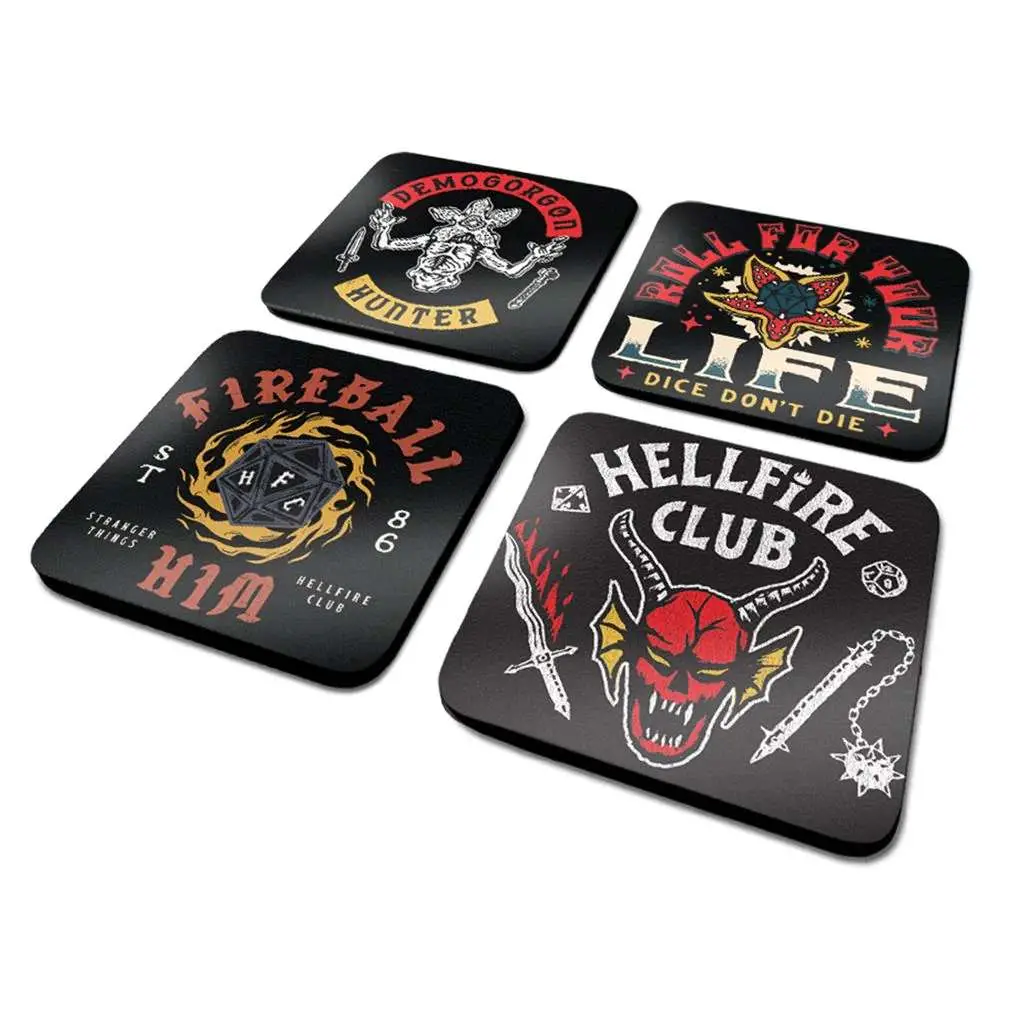 stranger things hellfire club coaster set