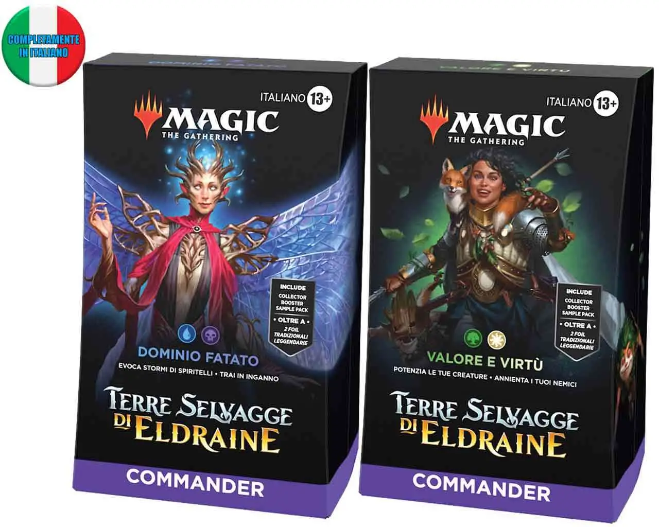 magic the gathering terre selvagge di eldraine commander decks display (4) italian