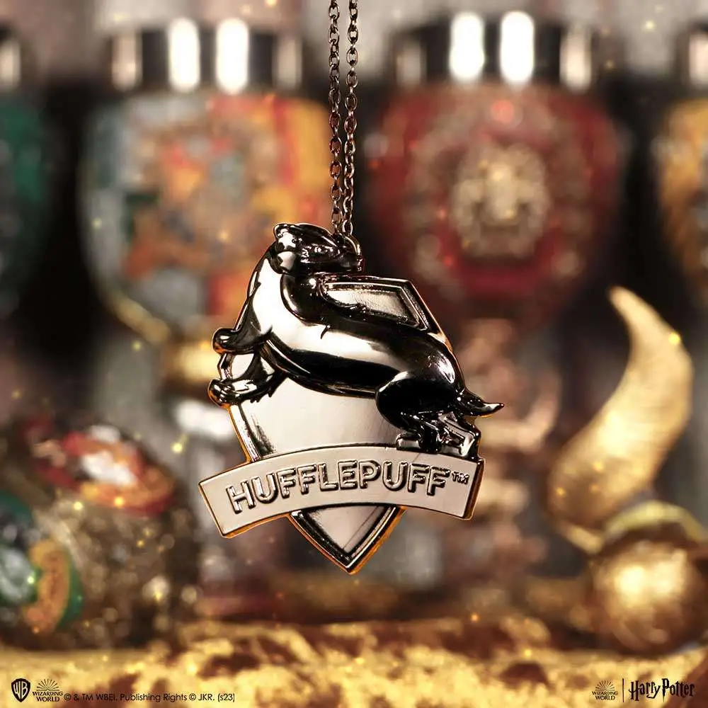 harry potter hufflepuff crest silver hanging ornament