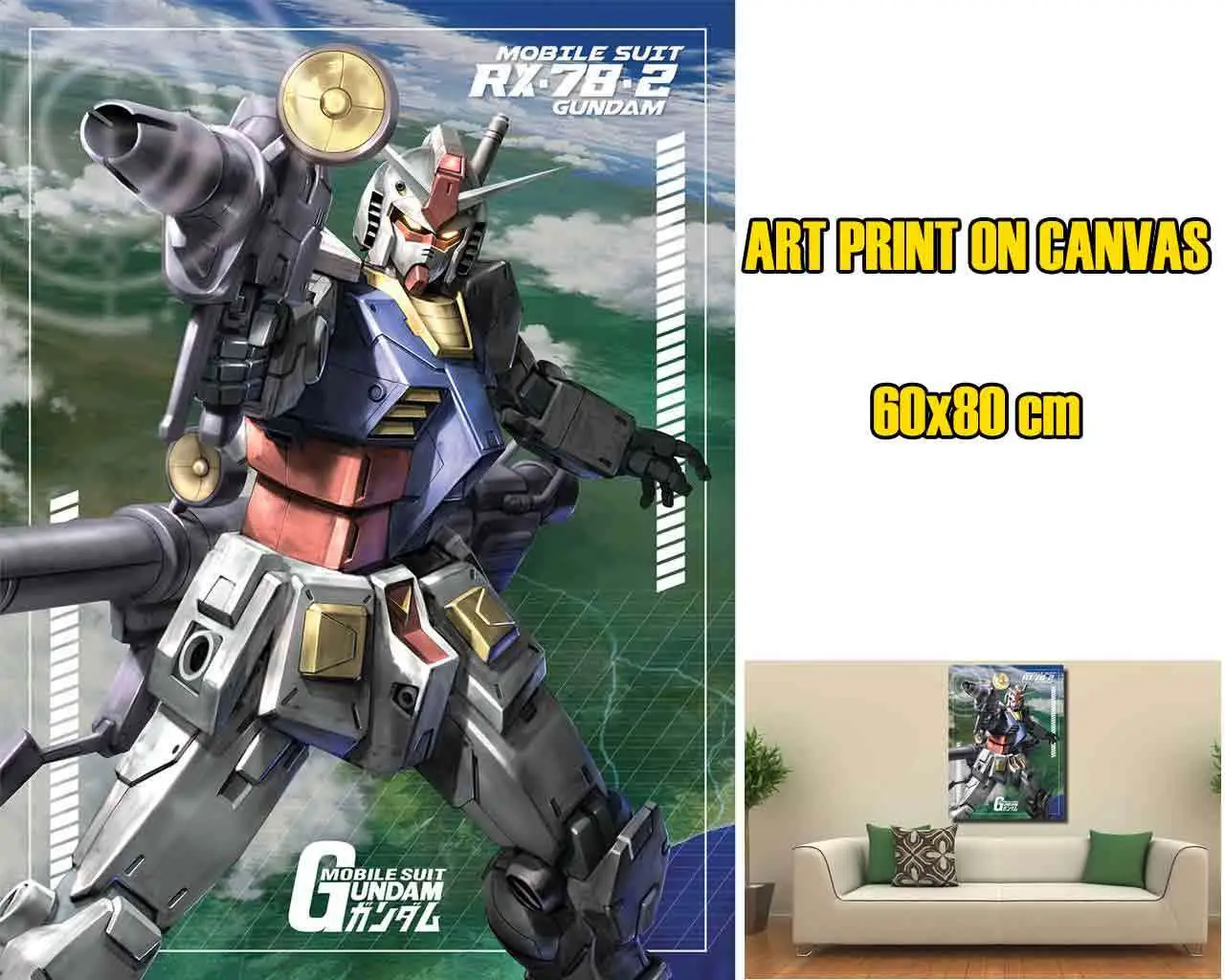 gundam locked on art print canvas 60x80