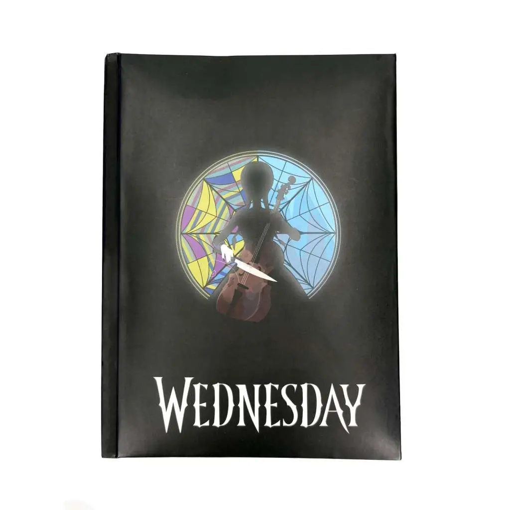 wednesday rose window notebook with light