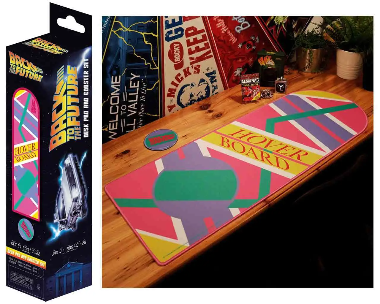 back to the future - hoverboard xl desk pad and coaster set