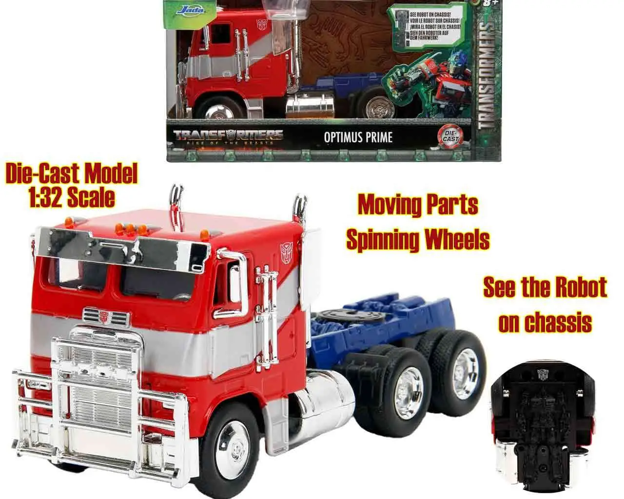 transformers rise of the beasts - optimus prime - 1:32 die-cast model