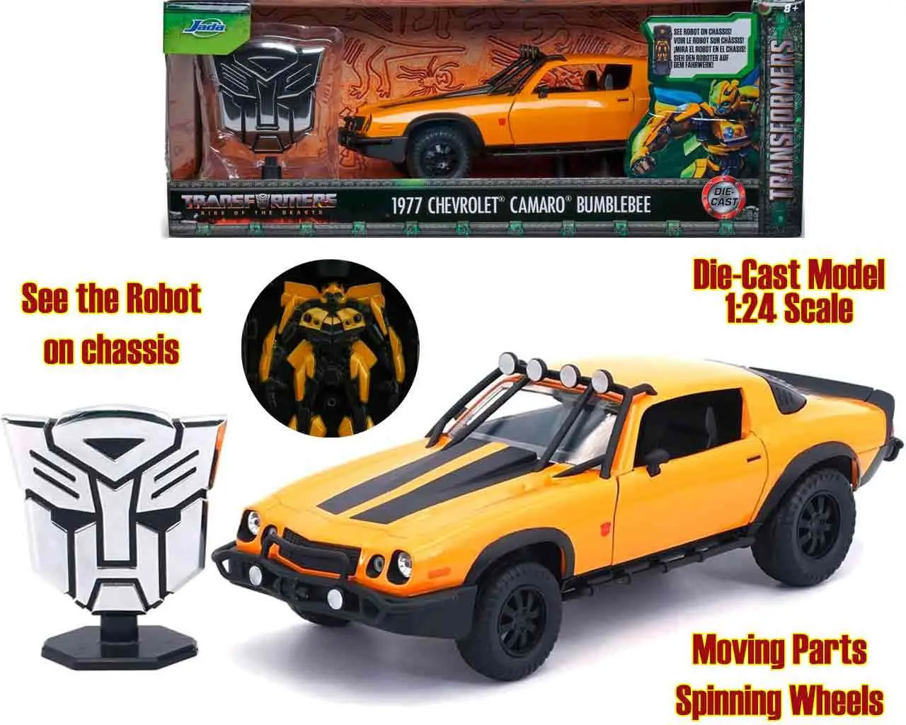 transformers rise of the beasts - 1977 chevrolet camaro bumblebee - 1:24 die-cast model