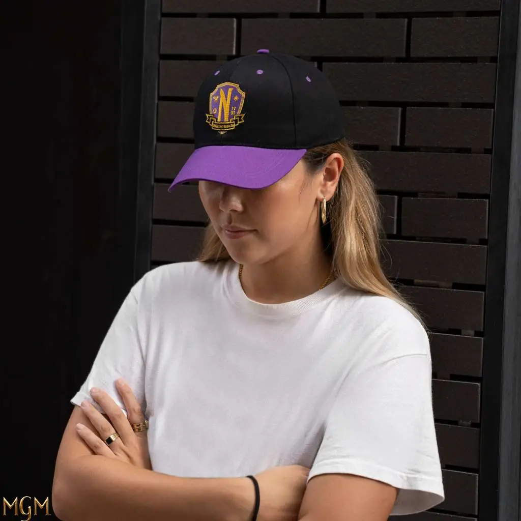 wednesday nevermore academy purple baseball cap