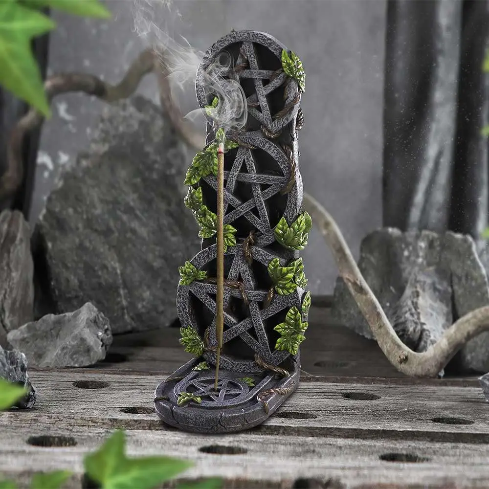 aged pentagram wiccan incense burner