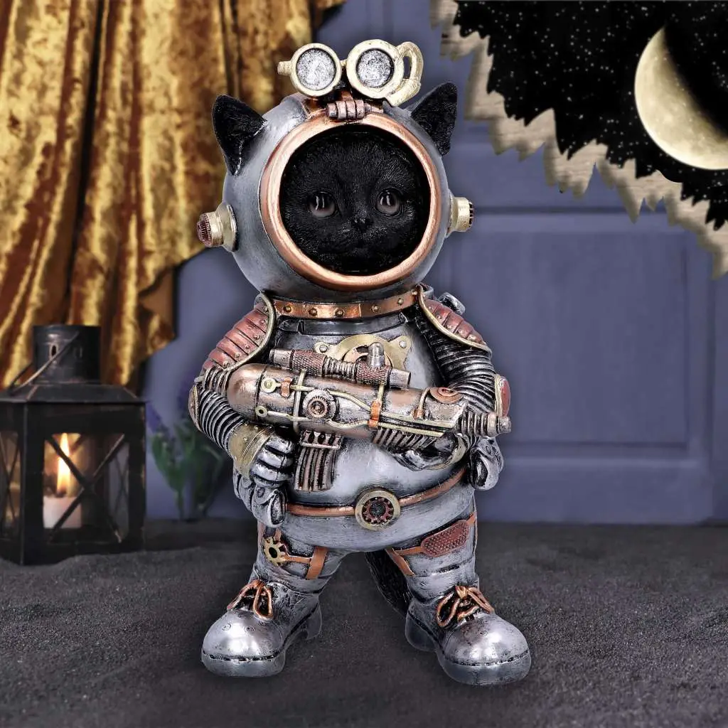 cat-tack space steampunk figurine