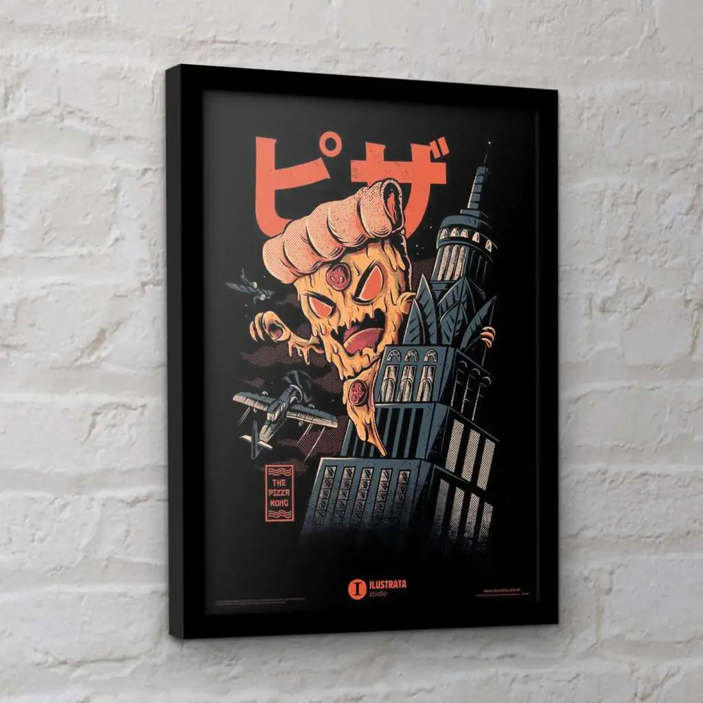 ilustrata the pizza kong collector print framed