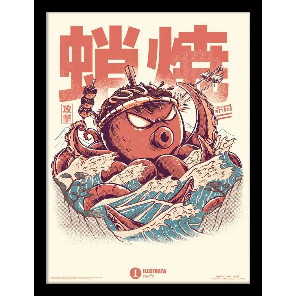 ilustrata takoyaki attack collector print framed