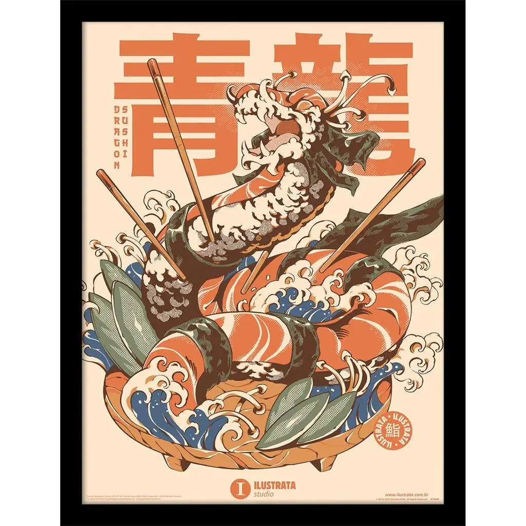 ilustrata dragon sushi collector print framed
