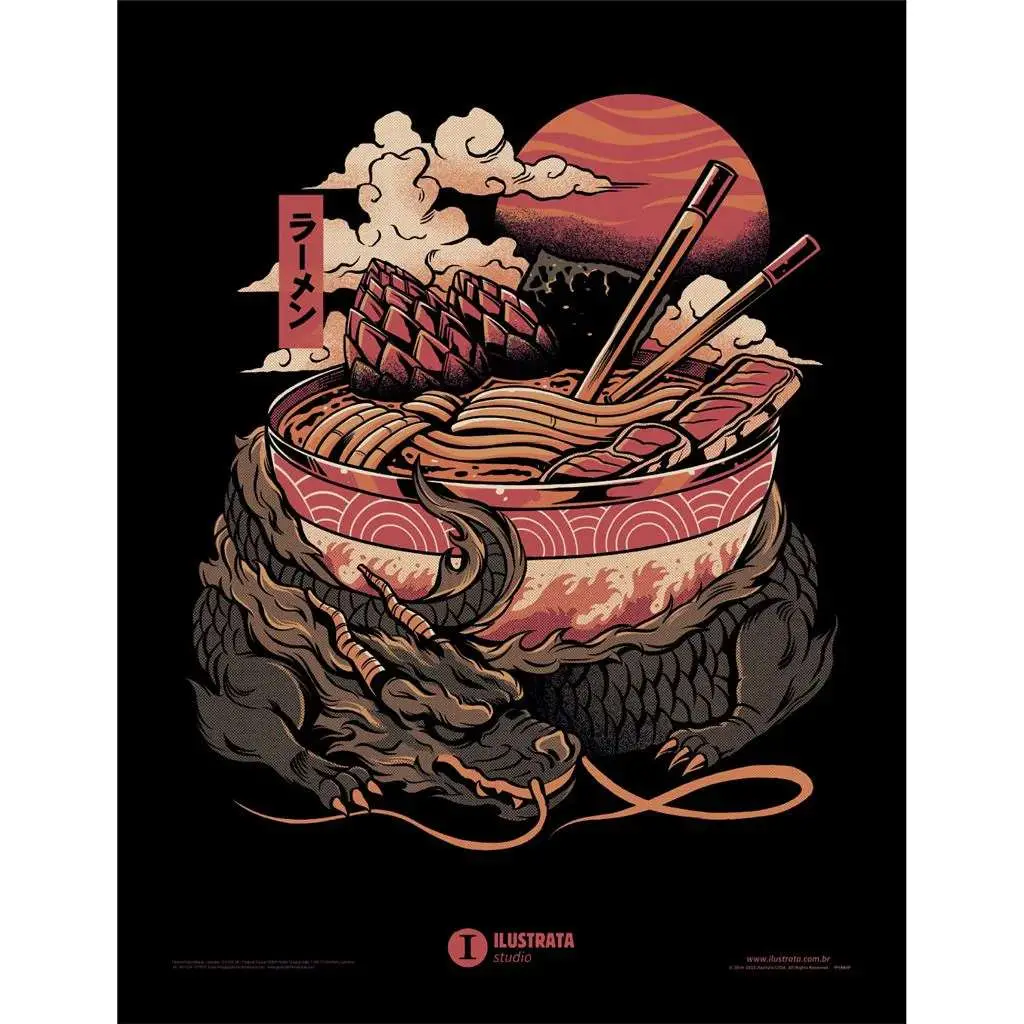 ilustrata dragons ramen collector print framed