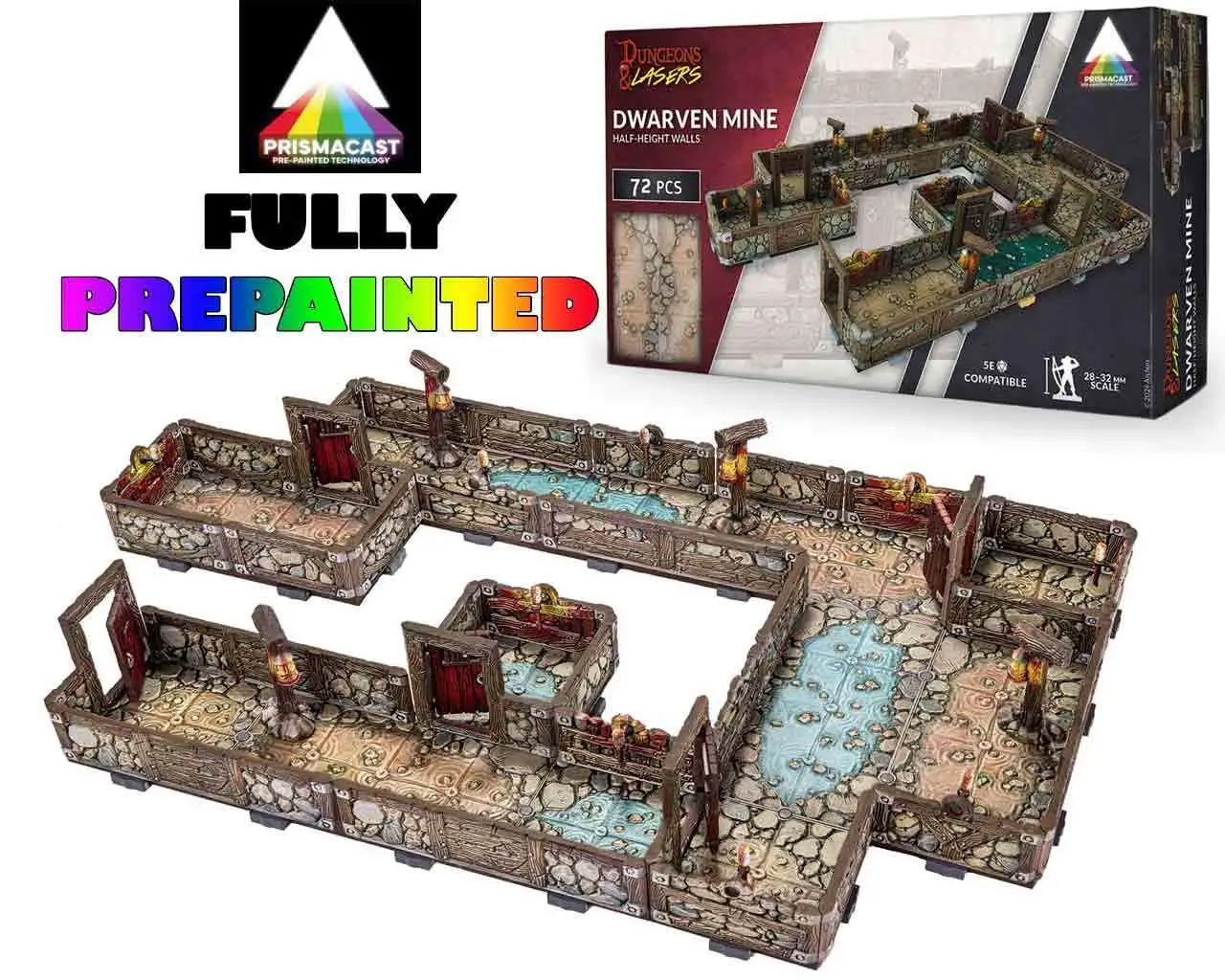 dungeons & lasers: dwarven mine - prismacast pre-painted terrains