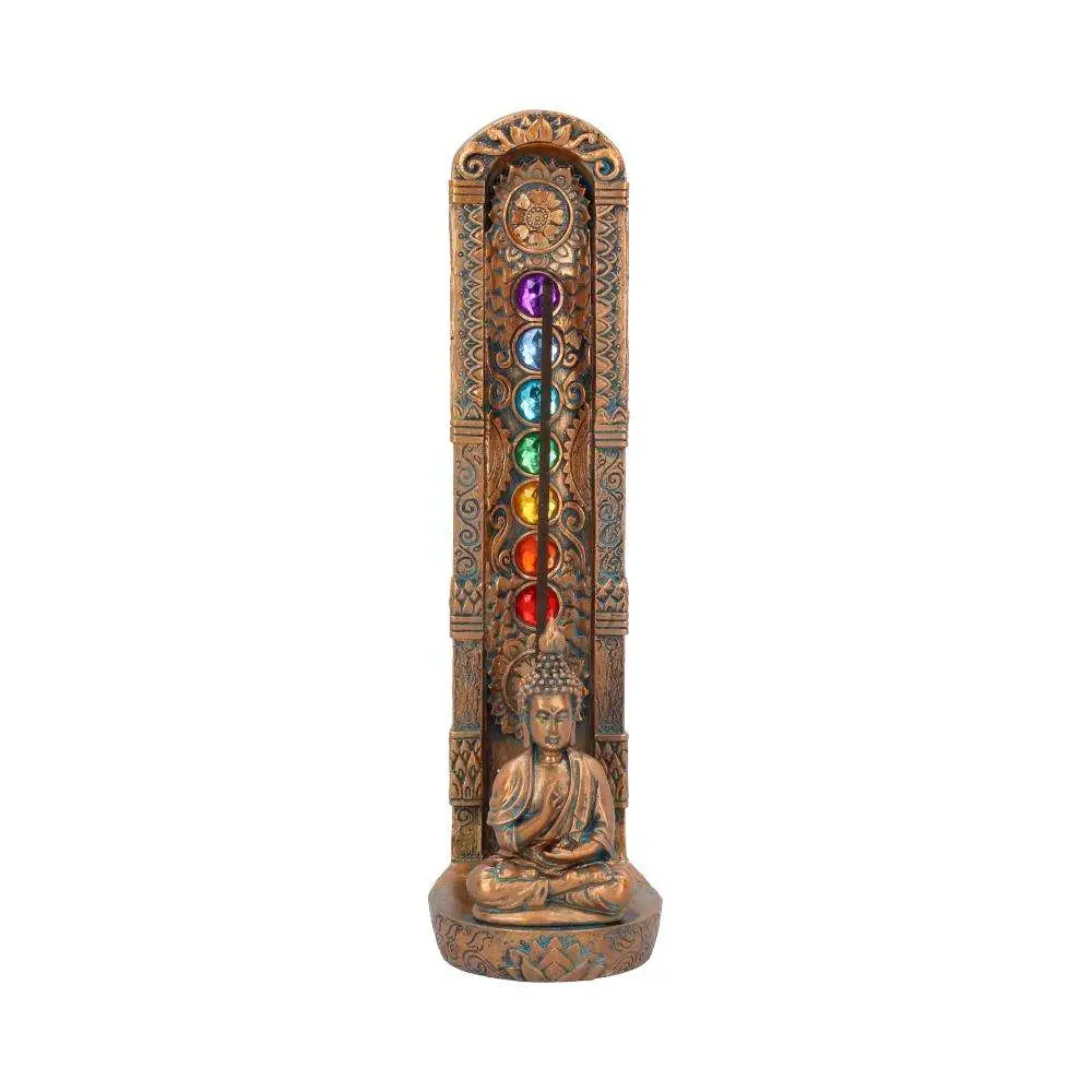 buddha bronzed ascending chakras incense burner