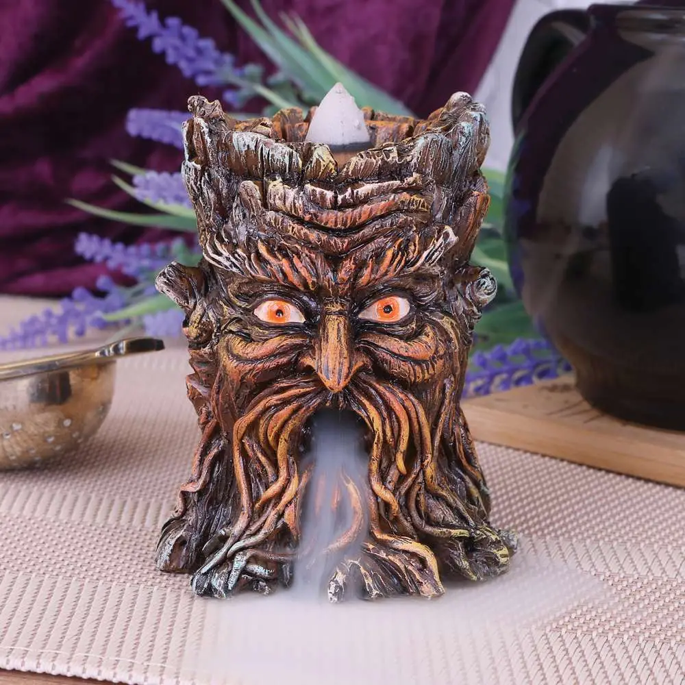 green man tree spirit aged oak backflow incense burner