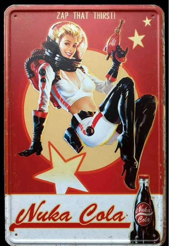 fallout metal sign nuka cola girl