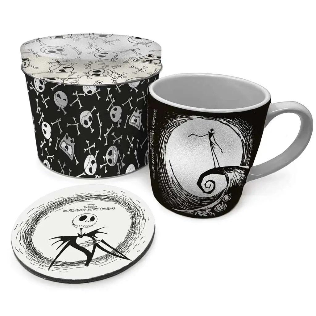 the nightmare before christmas gift set mug coaster in keepsake tin