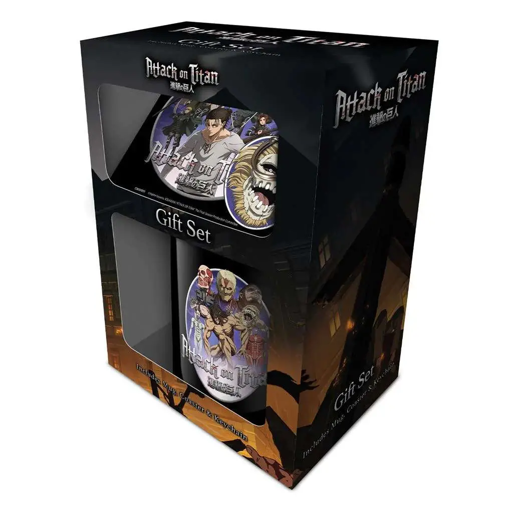 attack on titan s4 mug coaster keychain gift set